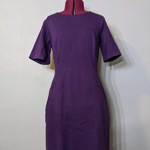 Purple Lands' End Ponte Pencil Dress with Pockets 4p
